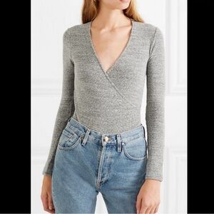 Gray wrap knit bodysuit altard stare